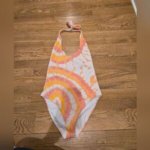 PQ Swim Alba Coral & Orange One-Piece Sz S NWOT